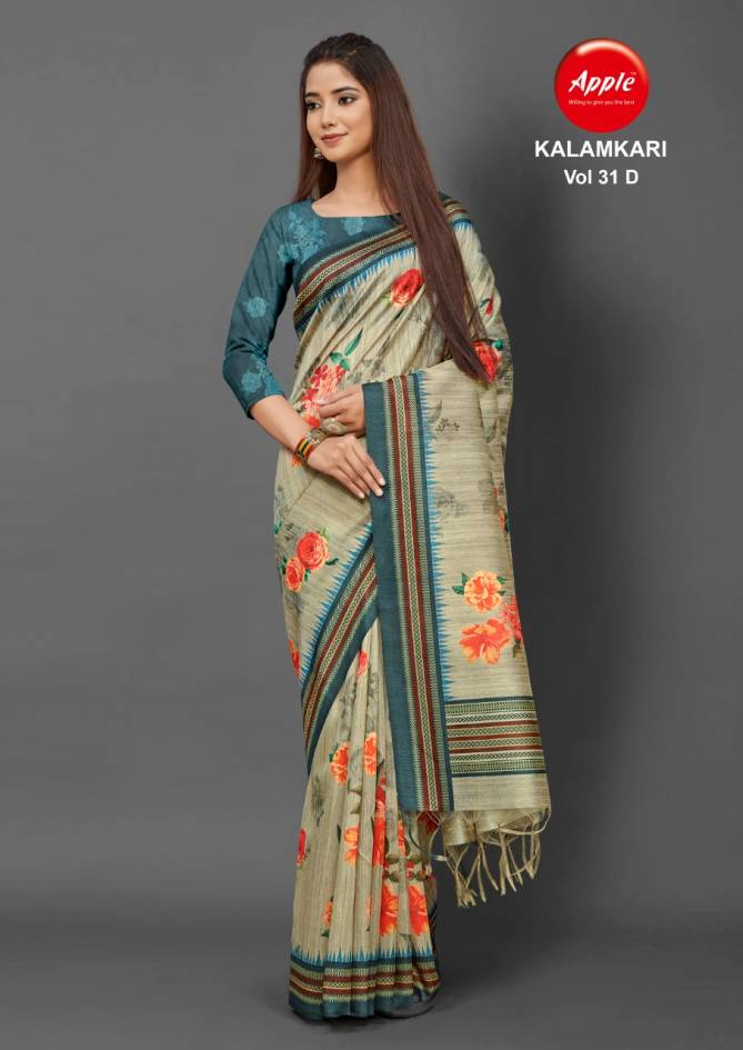 Apple Kalamkari 31 Printed Silk Regular Wear Designer Saree Collection